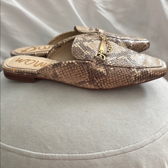 Sam Edelman Gold Snake-Print Slip-On Mules - Picture 3 of 6